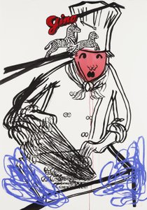 Double Gino, 2015 (técnica mixta sobre papel de acuarela montado en panel con receta en el reverso)