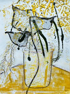 Fleur De Sel No. 08 Gold Black White Monotype, 2021 (óleo sobre papel) de Jay Batlle