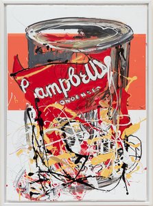 Soup Can 2 Russian, 2019 (pintura de la casa y tinta sobre lienzo) de Jay Batlle