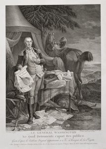 General Washington, Ne Quid Detrimenti capiat Res publica, grabado por Noël Le Mire (1724-1801), c. 1785 de Jean Baptiste (after) Le Paon