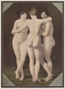 Las tres gracias (litografia en color) de Jean Baptiste (after) Regnault
