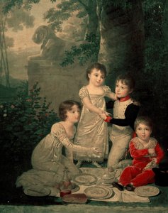 Cuatro hijos de Joachim Murat y Caroline Bonaparte (de izquierda, Letizia