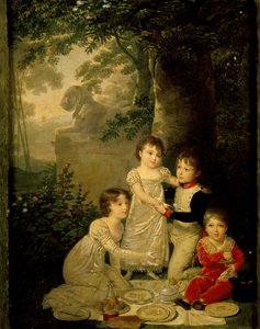 Cuatro hijos de Joachim Murat y Caroline Bonaparte (de izquierda, Letizia