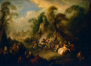 Festival campestre, ca 1728, pintura por Jean-Baptiste Pater, óleo sobre lienzo de Jean Baptiste Joseph Pater