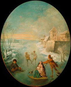 Invierno - Invierno - Pintura de Jean Baptiste (Jean-Baptiste) Pater (1695-1736) - c. 1725 - Óleo sobre lienzo - 64,8x53,8 - Museu Nacional d
