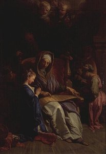Santa Ana leyendo el pergamino de la Virgen