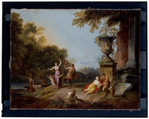 Ninfas y sátiros en un paisaje fluvial de Jean Baptiste Lallemand