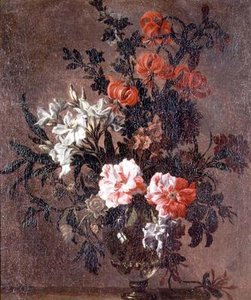 Naturaleza muerta, lirios y otras flores de Jean Baptiste Monnoyer