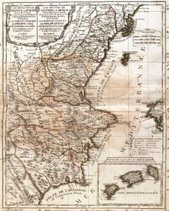 Mapa del Reino de Valencia y Murcia (España) de Jean Baptiste Nolin