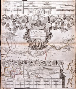 Proyecto de construcción de un canal de comunicación entre el océano Atlántico y el mar Mediterráneo, parte inclusiva aproximadamente entre Pexiora y Ouveillan; en la región de Languedoc-Rosellón, Francia. de Jean Baptiste Nolin