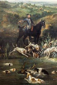 Luis XV cazando ciervos en el bosque de Saint-Germain,1730 (óleo sobre lienzo)