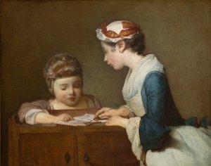 La pequeña maestra, después de 1740 (óleo sobre lienzo) de Jean Baptiste Simeon Chardin