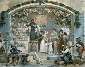 Befana en Roma, grabado de Jean-Baptiste Thomas (1791-1834), de Jean Baptiste Thomas
