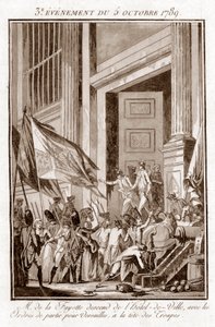 Revolución Francesa - La Fayette saliendo del Ayuntamiento de París para ir a Versalles, 5 de octubre de Jean Francois Janinet