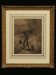 Campesino en su Jardín, c.1860 de Jean Francois Millet