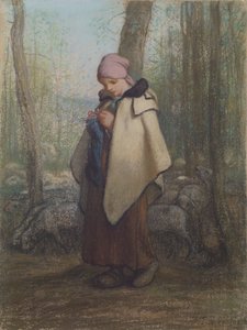 La pastora tejedora de Jean-Francois Millet