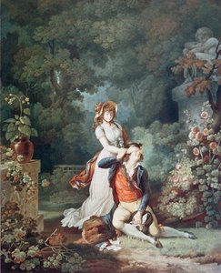 El amante sorprendido, grabado por Charles Melchior Descourtis (1753-1820) (grabado en color) de Jean Frederic (after) Schall
