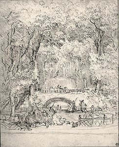 Cascada en un jardín