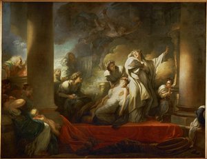 Le grand pretre Coresus se sacrifie pour sauver Callirhoe - el gran sacerdote Coresus se sacrifica para salvar a Callirhoe ...