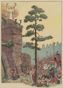 Druidas celebrando una fiesta en el Maennelstein, Alsacia (litografía en color) de Jean Jacques Waltz