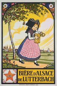 Cartel publicitario de la cerveza de Lutterbach, Alsacia (litografía en color) de Jean Jacques Waltz