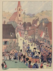 Recepción del rey Carlos X de Francia en un pueblo del Bajo Rin, Alsacia de Jean Jacques Waltz