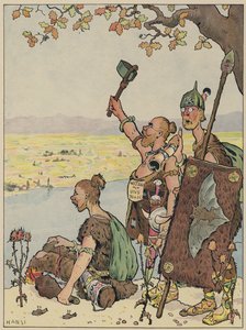 Los alemanes mirando hacia Alsacia desde la otra orilla del Rin (litografía en color) de Jean Jacques Waltz