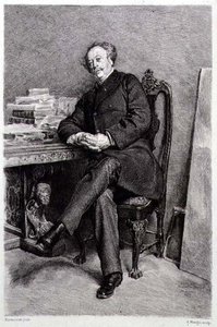 Alexandre Dumas hijo, novelista y dramaturgo francés, grabado por A Mongin