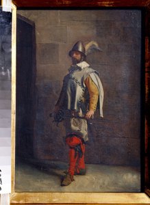 hugonote (un hugonote). Calvinista francés protestante durante las guerras de religión. Pintura de Ernest Jean Louis Meissonier (1815-1891). Óleo sobre tela. arte francés. Museo Estatal de Arte, Tula (Museo Nacional de Tula, Rusia)