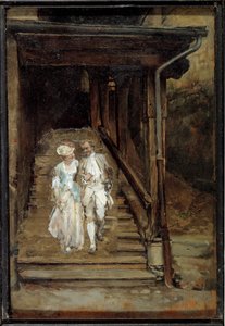 La escalera de madera de la Catedral de Lausana (Jean Jacques Rousseau y madame de Warens) de Jean Louis Ernest Meissonier