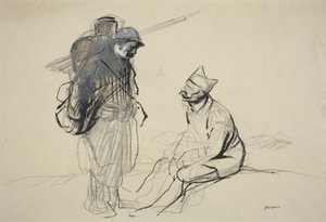 Poilu y Tommy charlando de Jean-Louis Forain