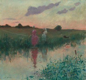 La esposa del artista pescando