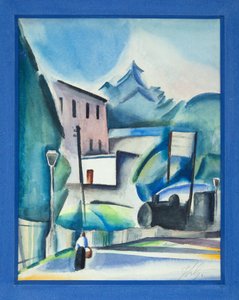 El paso del tren, c.1915-20 (acuarela sobre papel) de Jean Louis Gampert