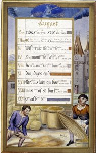 La cosecha (signo de la virgen) - facsímil de las Horas de Ana de Bretaña, por Jean Bourdichon de Jean (after) Bourdichon
