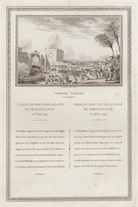 Captura del fuerte y la ciudad de Seringapatnam por los británicos, Cuarta Guerra Anglo-Mysore, India de Jean (after) Duplessi Bertaux