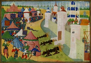 El asalto a la ciudad fuerte de Afrique, la actual Mehadia (Túnez), de las Crónicas de Froissart. de Jean (after) Froissart