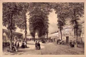 Vista de los Jardins des Plantes, publicado por Auguste Bry (litografía) de Jean (after) Jacottet