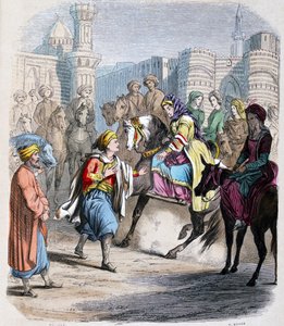 Emina Nosratli attend son fils victorieux Ibrahim Pacha (1789-1848), de retour au Caire apres la campagne arabe en 1818 - Emina El Nosratli (madre de Ibrahim Pasha) espera la entrada victoriosa de su hijo en El Cairo tras su campaña árabe de 1818. Acuarela de Jean Adolphe Beauce