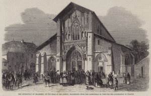 El Arzobispo de Chambéry, a la cabeza de su clero, procediendo de la Catedral para votar por la anexión a Francia