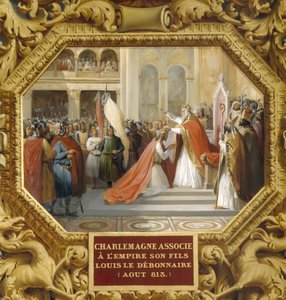 Carlomagno corona a su hijo Luis el Piadoso en 813 de Jean Alaux