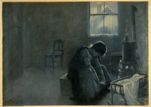 Ha sido un invierno duro, pub. 1893 (litografía en color) de Jean Alexandre Michel Andre Castaigne