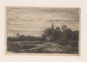 paisaje con torre de la iglesia de Jean Alexis Achard