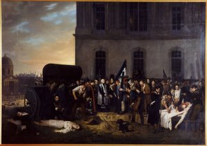 Entierro temporal de las víctimas de julio frente a la columnata del Louvre de Jean Alphonse Roehn