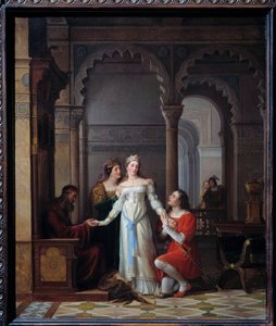 Piel de asno Ilustración del cuento de Charles Perrault (1628-1703) del mismo nombre representando a la joven princesa en el palacio de su padre enamorado de ella. Pintura de Jean Antoine Laurent (1763-1832) 1819 de Jean Antoine Laurent