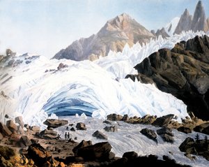 Chamonix: manantial del Arveyron, c. 1800 (grabado) de Jean Antoine Linck