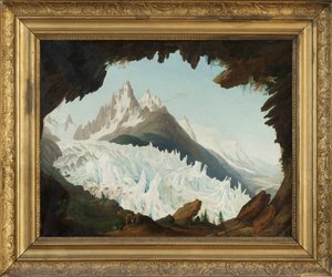 Vista de los Alpes tomada desde la bóveda denominada Chapeau of the Woods Glacier (óleo sobre lienzo) de Jean Antoine Linck