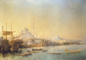 Vista extensa sobre Constantinopla y el Cuerno de Oro, 1840 de Jean Antoine Theodore Gudin