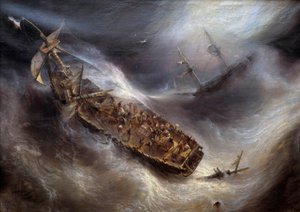 Devoción del Capitán Dess, de Burdeos, hacia el barco holandés Columbus, en la Tempestad de Jean Antoine Theodore Gudin