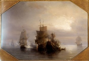 Combate naval del caballero Marc-Antoine de Saint-Pol Hecourt (1665-31 de octubre de 1705), 31/10/1705 de Jean Antoine Theodore Gudin