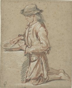 Niño con sombrero de fieltro junto a una papelera de Jean Antoine Watteau (rejected attribution)